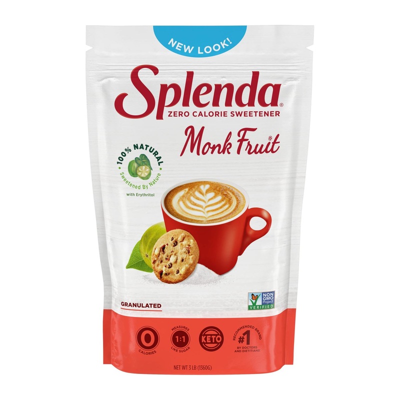 Splenda Naturals Monk Fruit Zero Calorie All Natural Sweetener – 3lb Resealable Bag
