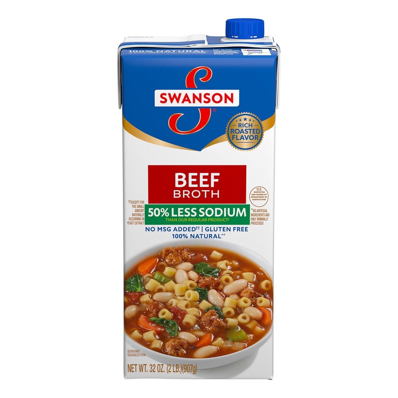 Swanson 50% Less Sodium Beef Broth  32 oz.