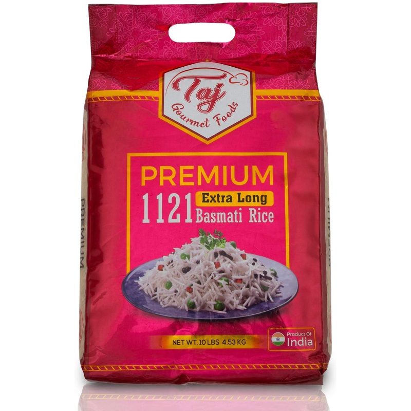 Taj Premium 1121 Basmati Rice 10lbs – Extra Long Grain | Fragrant Aromatic Rice