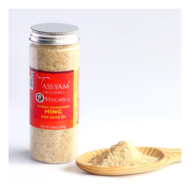 Tassyam Hingwale Asafetida 8.8 oz (250g) – Kadak Kandhari Hing, Hand-Pounded Natural Onion Garlic Substitute