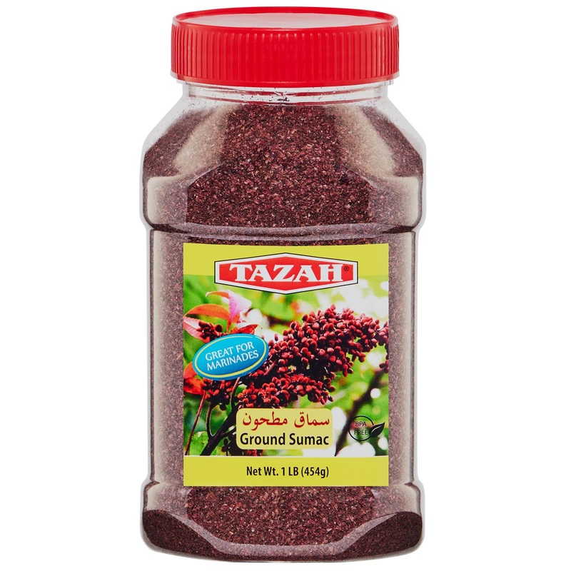 Tazah Sumac Spice 16oz – Authentic Jordanian Ground Sumac Seasoning – 1 Pound Jar