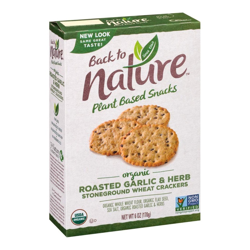 Back to Nature Non-GMO Crackers – Organic Roasted Garlic & Herb (6 oz) | Healthy Snack Option