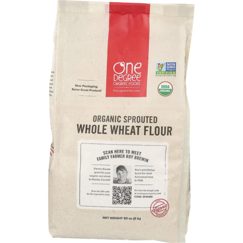 One Degree Organic Foods Sprouted Whole Wheat Flour – 80oz | Premium Organic Baking