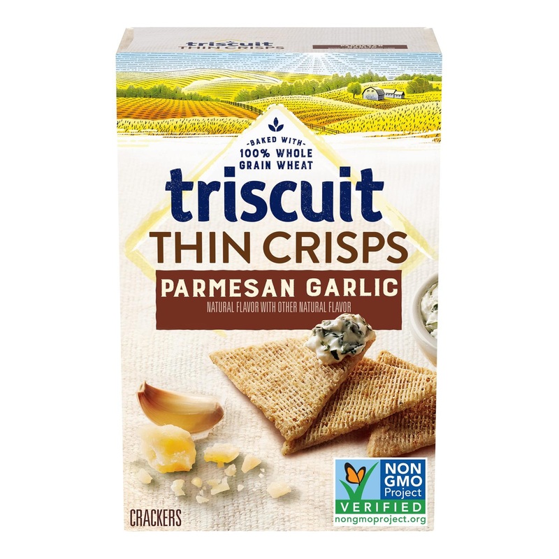 Triscuit Thin Crisps Parmesan Garlic Crackers 7.1 oz – Whole Grain Wheat, Savory Snack