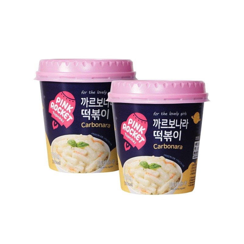Tteokbokki Pink Rocket Korean Rice Cake Carbonara 120g – 2 Servings | Carbonara Flavor