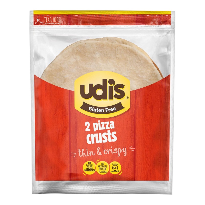 Udis Gluten-Free Two Cheese Pizza | Crispy Thin Crust | 8 oz Frozen