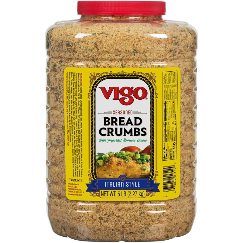 Vigo Italian Style Seasoned Bread Crumbs with Imported Roman Cheese – 5 Pound Pack