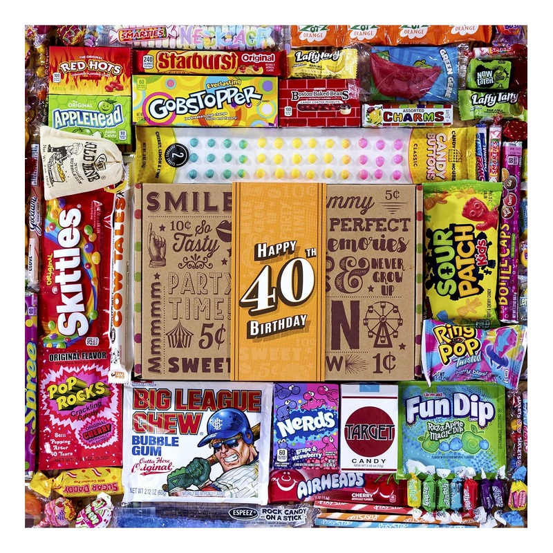 Vintage Candy Co. 40th Birthday Retro Candy Gift Box – 1982 Decade Nostalgic Candies for Man or Woman Turning 40 – Fun Gag Gift Basket