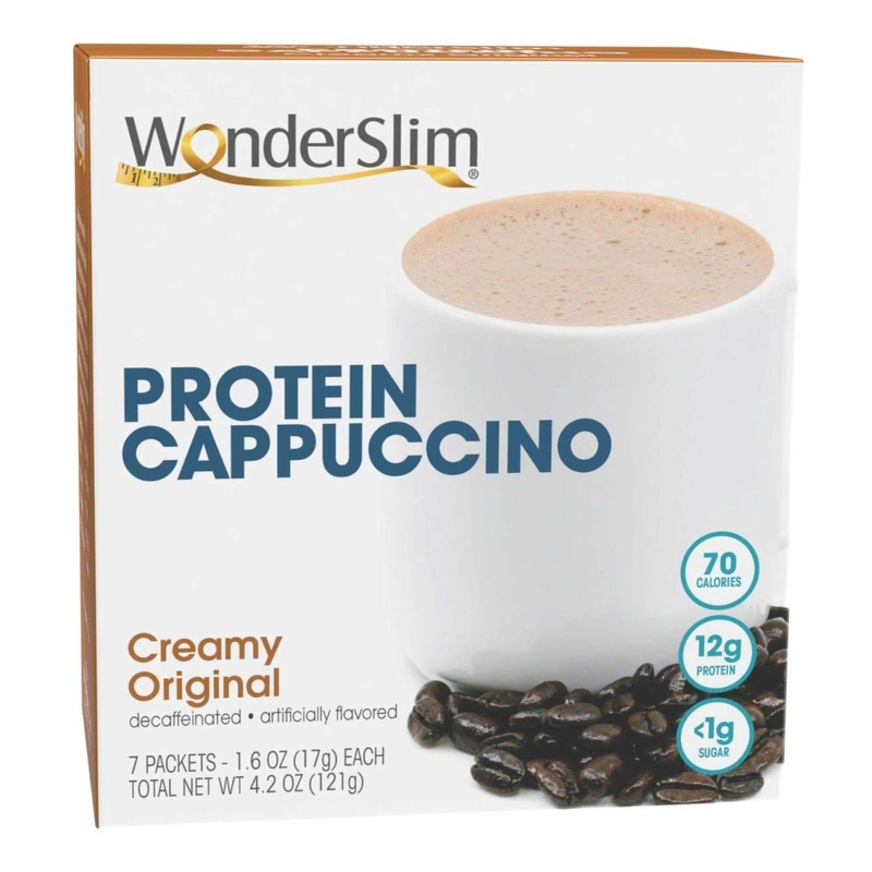 WonderSlim Protein Cappuccino Creamy Original – 70 Calories, 1g Sugar, 12g Protein – 7ct – Cappuccino Flavor