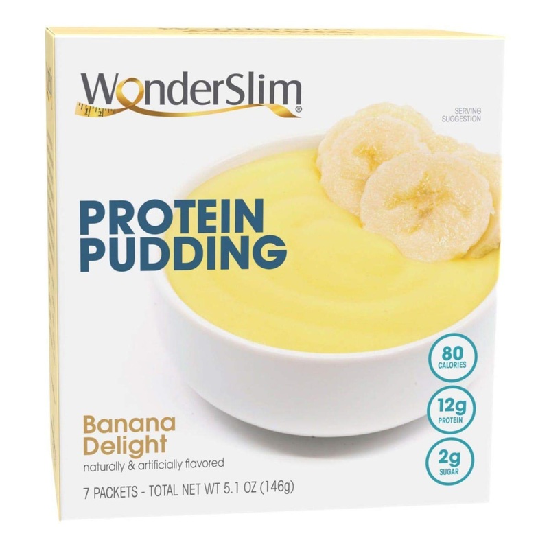 WonderSlim Protein Pudding Banana Delight – Low Calorie High Protein Dessert (7ct)