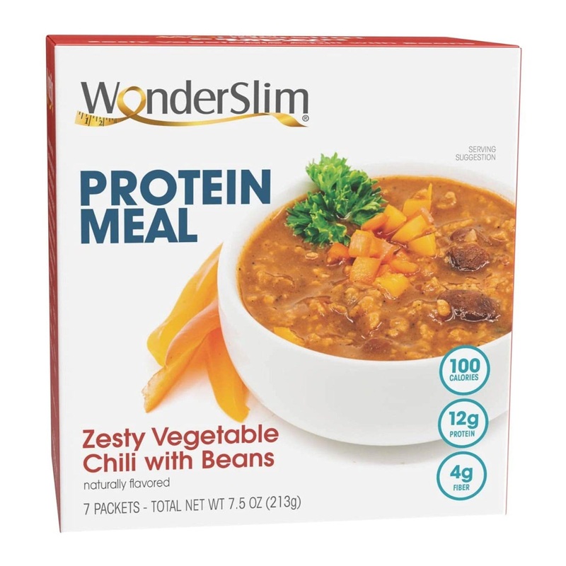 WonderSlim Zesty Vegetable Chili with Beans – Protein Meal 100 Calories | 12g Protein, 4g Fiber (7ct)