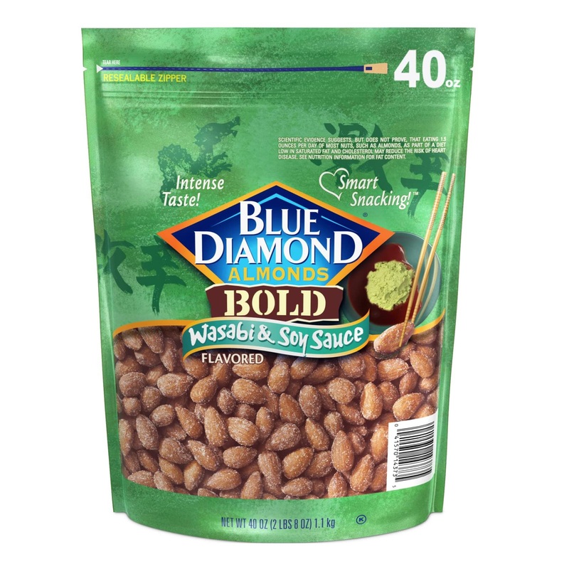 Blue Diamond Almonds BOLD Wasabi & Soy Sauce Snack Nuts – 40 Oz Resealable Bag