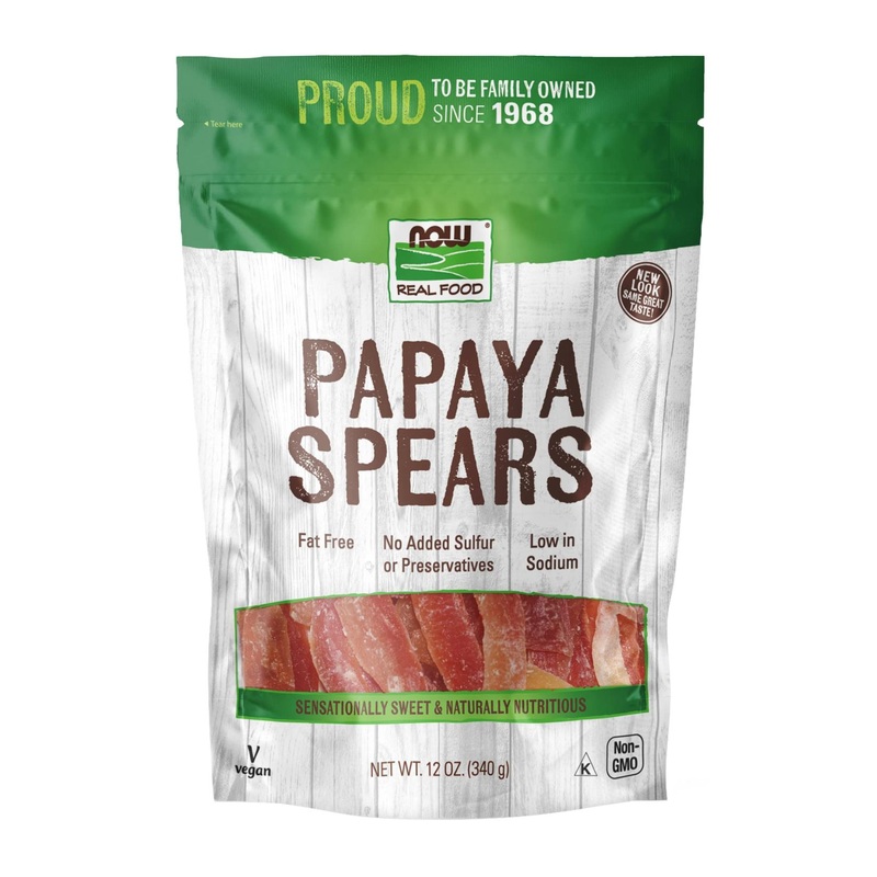 Now Foods Real Food Papaya Spears – 12 oz (340 g) | Natural Dried Fruit Snack