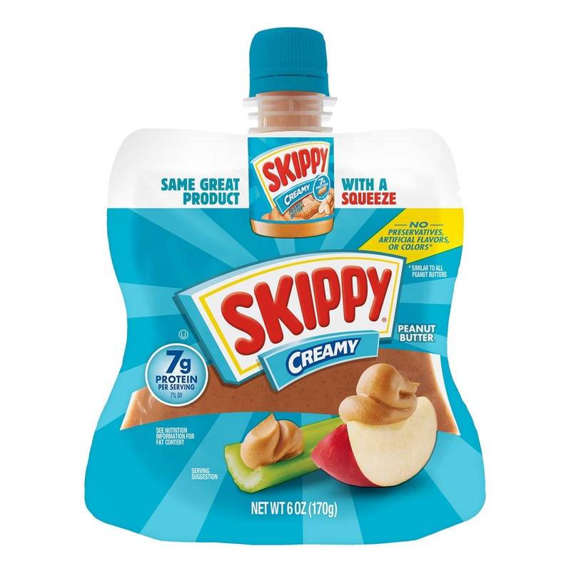 SKIPPY Squeeze Creamy Peanut Butter 6oz (Pack of 6) – Creamy Flavor