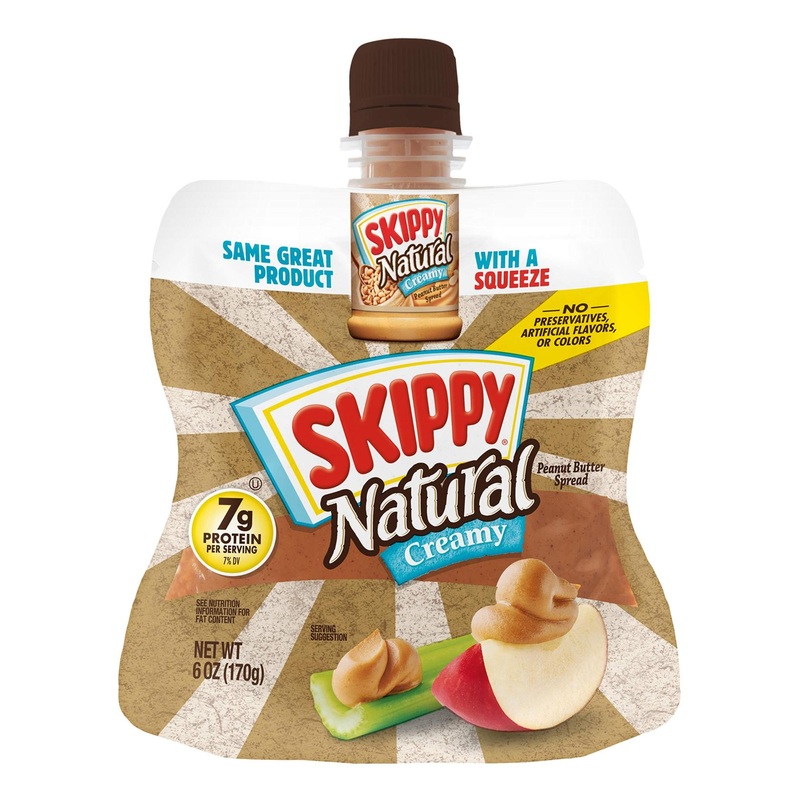 SKIPPY Squeeze Natural Creamy Peanut Butter 6oz (Pack of 6)