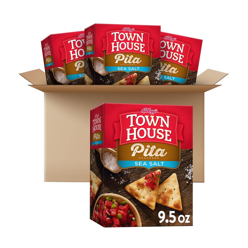 Town House Sea Salt Pita Crackers 38oz Case (4 Boxes) – Baked Lunch Snack Crackers