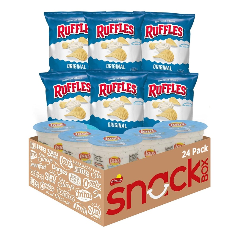 Buy Frito Lay Ruffles Chips & Lay’s Ranch Dip Cups Variety Pack – 24 Count | International Shipping Available