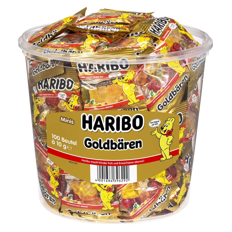 Buy Haribo Gold Bears Mini Bags – 100 Pack (980g) | Mixed Fruits | International Shipping Available