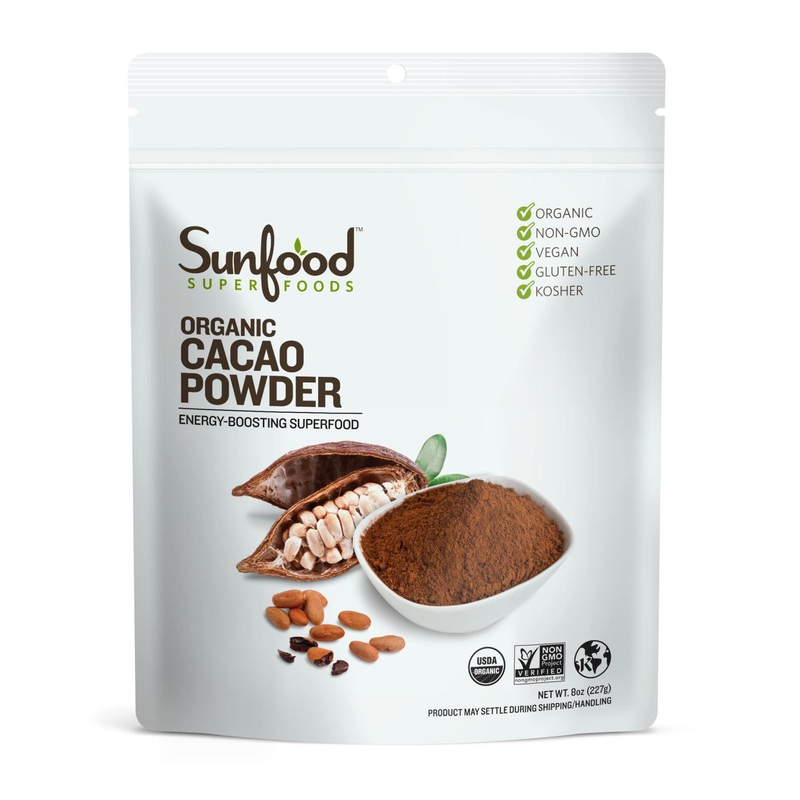 Organic Cacao Powder 8 oz – Sunfood Superfoods for Baking & Smoothies