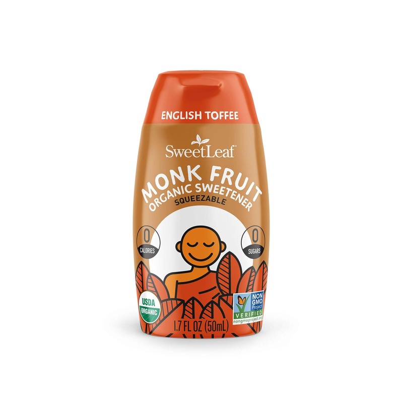 SweetLeaf Organic Monk Fruit Liquid Sweetener – English Toffee Flavor | 1.7 Oz – Sugar-Free Delight for Healthy Living