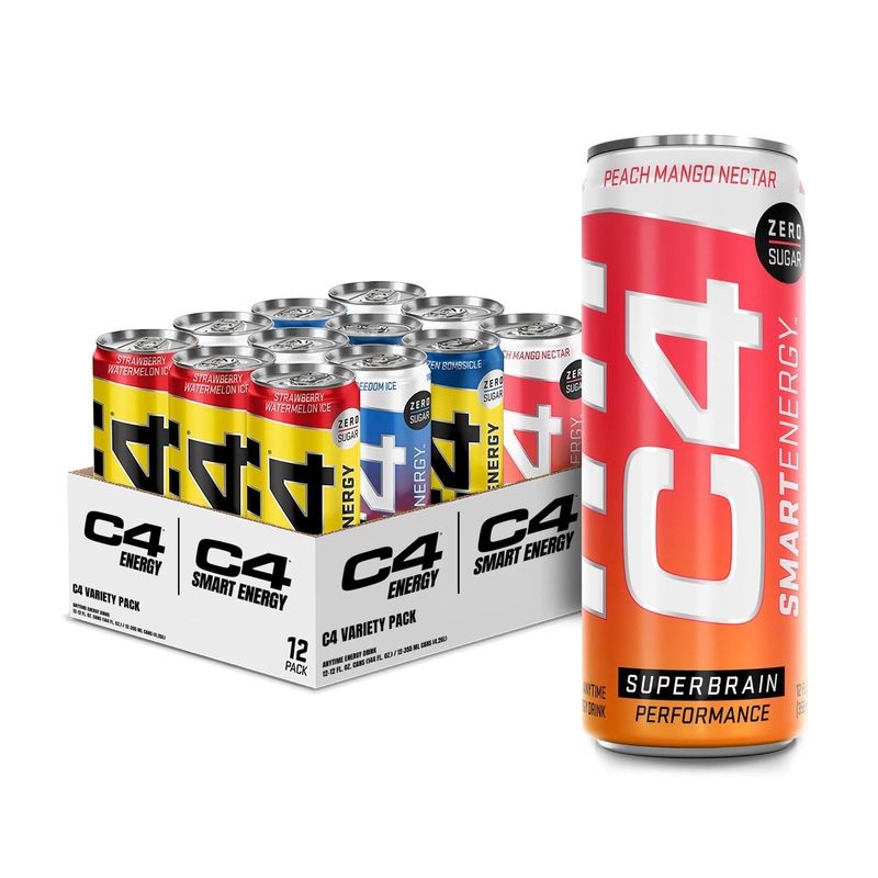 C4 Energy & Smart Energy Drinks Variety Pack – Sugar Free Pre Workout Performance Drink – Zero Calorie – 4 Flavor Variety Pack – Coffee Substitute – 12 Pack 12 Fl Oz