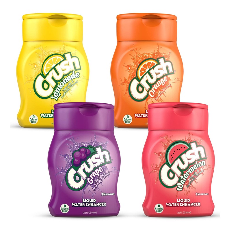 Crush  Summer Variety  Liquid Water Enhancer  New  Better Taste! (4 Bottles  Makes 96 Flavored Water Drinks)  Sugar Free  Zero Calorie Summer 1.62 Fl Oz (Pack of 4)