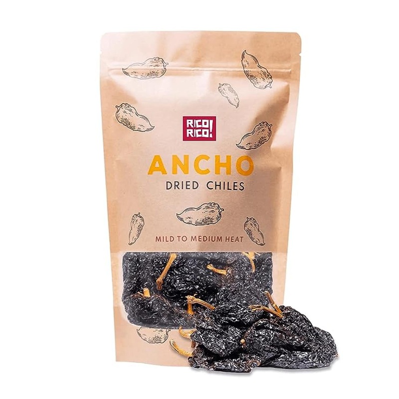 Dried Ancho Chiles 8 Oz – Premium Mexican Chiles for Birria  Mole  Enchiladas & More – Mild to Medium Heat  Sweet & Smoky – 100% Natural  Resealable Bag by RICO RICO