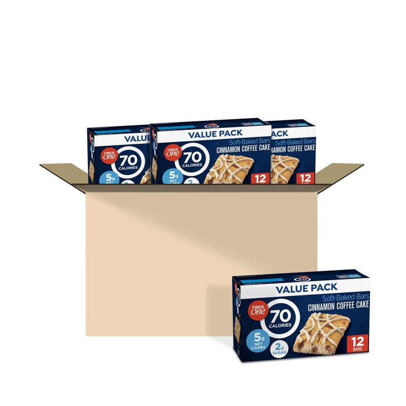Fiber One 70 Cal Soft-Baked Cinnamon Coffee Cake 12 ct – Pack of 4 (48 ct total)