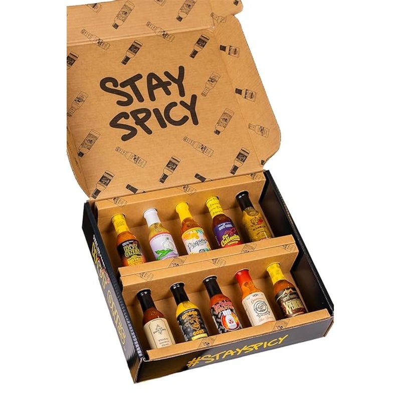 Hot Ones Season 22 Lineup Hot Sauce Challenge Kit – 10-Pack of Unique Natural Ingredients Gift Box for Spice Lovers – Small Batch 5 fl oz Bottles