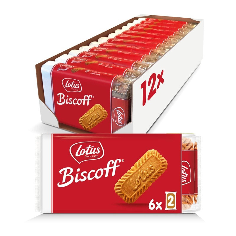 Lotus Biscoff Caramelized Biscuit Cookies – 144 Cookies, Vegan, 3.28 oz (Pack of 12)