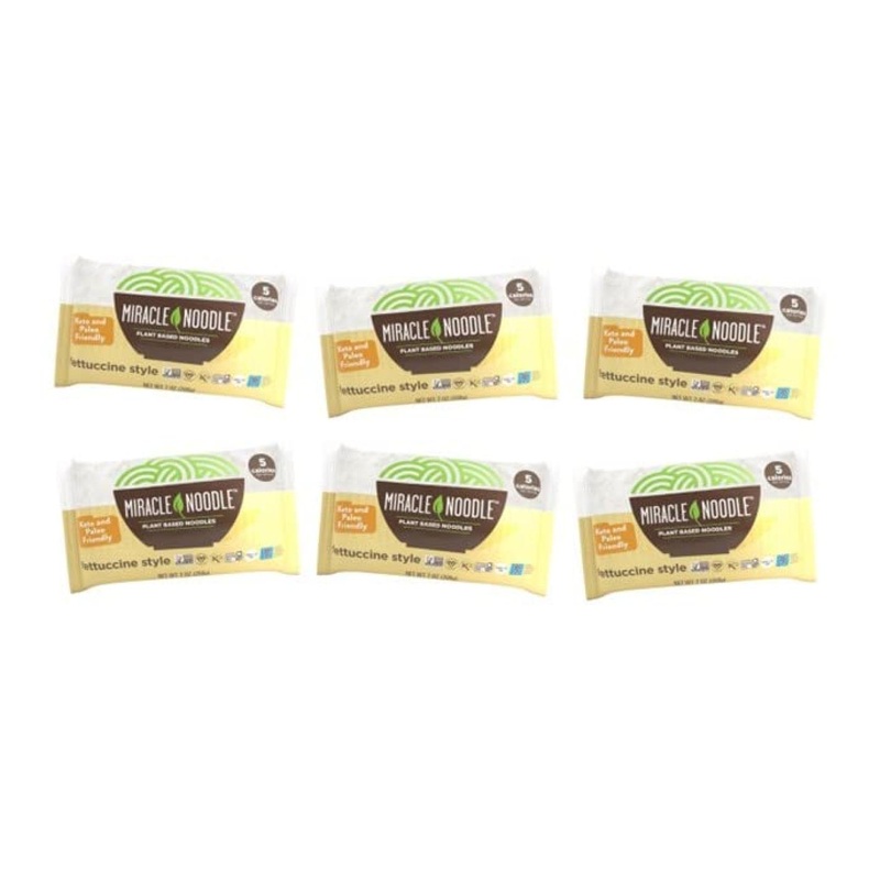 Miracle Noodle Fettuccine Shirataki Noodles – Plant Based Keto, Vegan, & Gluten-Free Pasta – 7 Oz (Pack of 6)