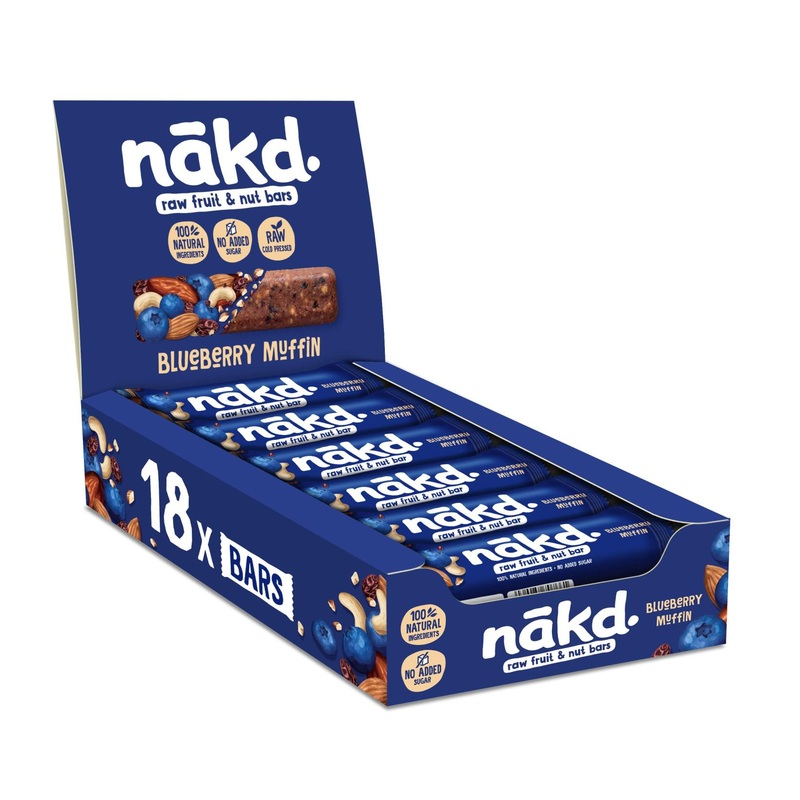 Nakd Blueberry Muffin Bars – Vegan, Healthy Snack, Gluten Free – 35g x 18 (630g)