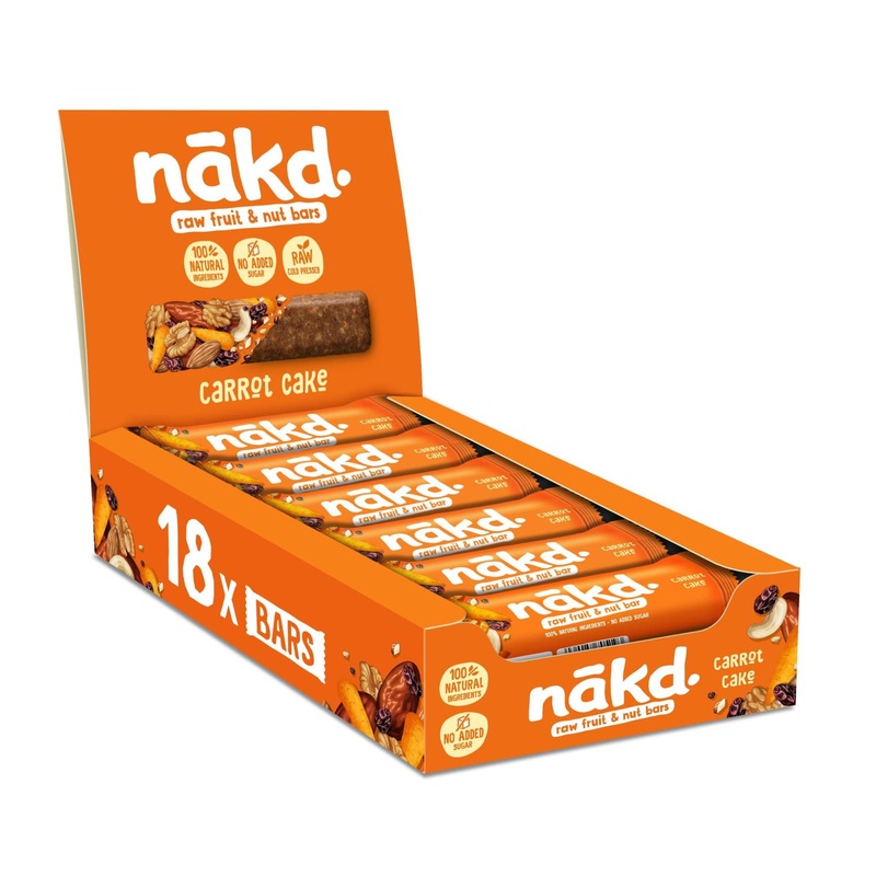 Nakd Carrot Cake Bars – Vegan, Gluten Free, Healthy Snack – 18 x 35g Bars