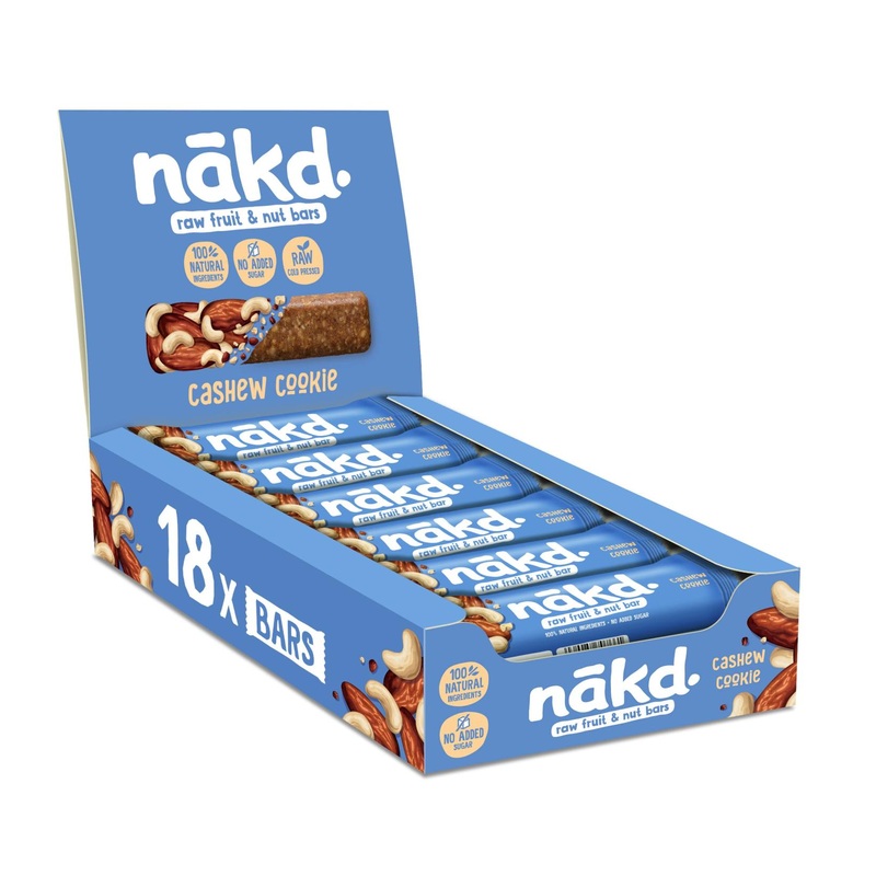 Nakd Cashew Cookie Bars 35g x 18 – Vegan & Gluten Free Healthy Snack – Pack of 18 Bars