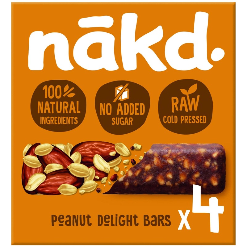 Nakd Peanut Delight Fruit & Nut Bars – Vegan & Gluten Free Snack, 35g x 4 Bars