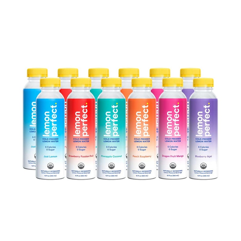 Organic Cold-Pressed Lemon Water by Lemon Perfect – Real Fruit Flavored, Sugar-Free, Keto Certified – 6-Flavor Variety Pack (12-pack)