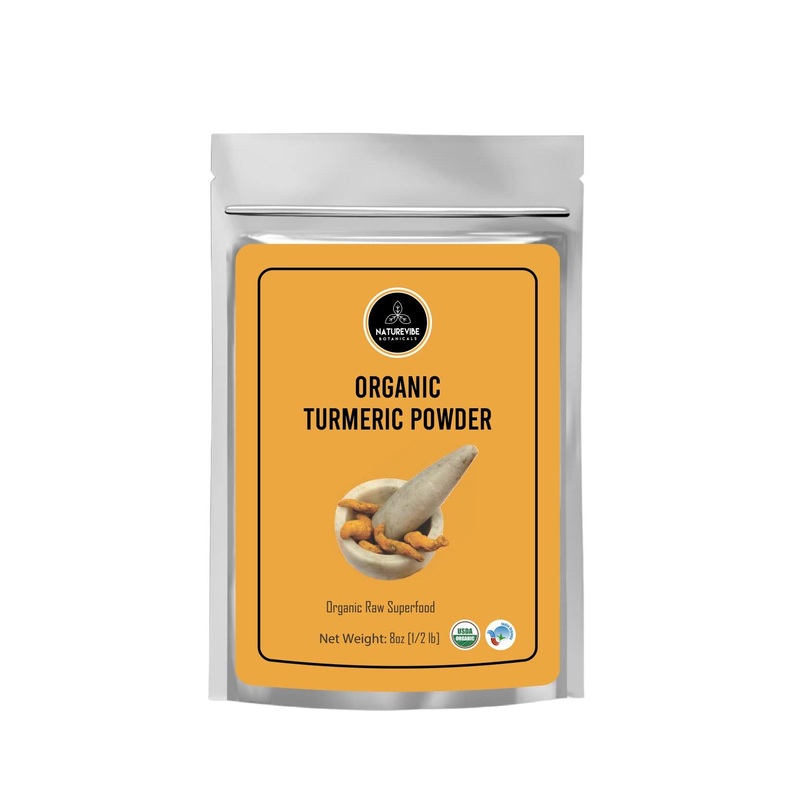 Organic Turmeric Root Powder with Curcumin 8 oz – Gluten-Free & Non-GMO Indian Seasoning