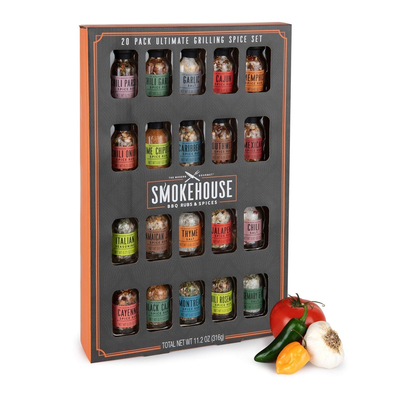 Smokehouse Ultimate Grilling Spice Set – Pack of 20 | Chili Garlic, Rosemary, Lime Chipotle, Cajun Seasoning | Thoughtfully Grill Seasoning Gift Set