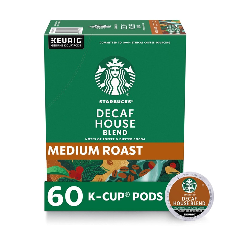 Starbucks Decaf House Blend K-Cup Coffee Pods – 60 Pods for Keurig Brewers