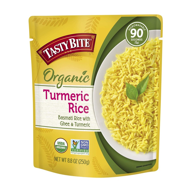 Tasty Bite Organic Turmeric Rice 8.8oz (Pack of 6) – Ready-to-Eat Microwaveable Cooked Rice | Certified Organic Turmeric Rice