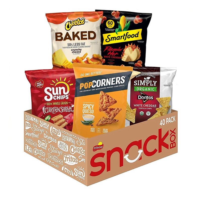 Frito-Lay Ultimate Hot & Bold Care Package Variety Pack – 40 Individually Wrapped Snacks including Popcorners, Simply Organic Doritos, Baked Cheetos, Smartfood Popcorn, Sunchips