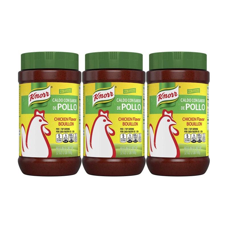 Knorr Granulated Chicken Flavor Bouillon 2 lb 3 Pack – Fat & Cholesterol Free for Sauces, Gravies, Soups – Chicken Bouillon Seasoning