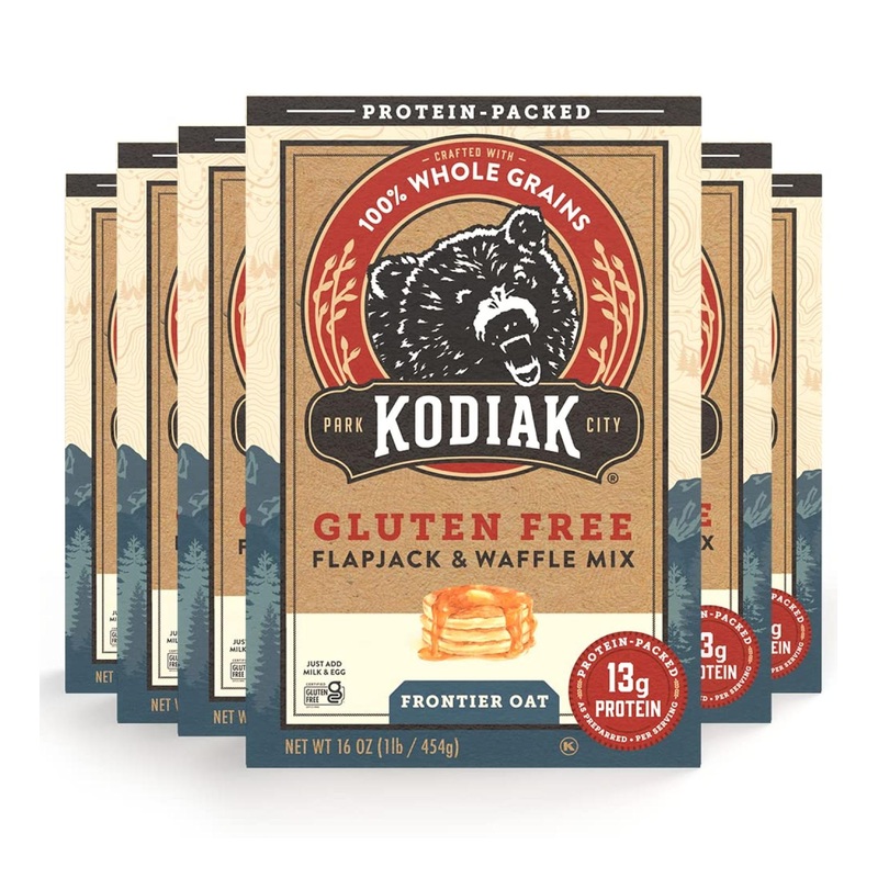 Kodiak Cakes Gluten Free Protein Pancake Mix – Flapjack and Protein Waffle Mix – 100% Whole Grain Gluten Free Waffles – Frontier Oat Breakfast Pancake  Waffle & Baking Mixes – 16 Ounce (Pack of 6) Gluten Free – 6 pck