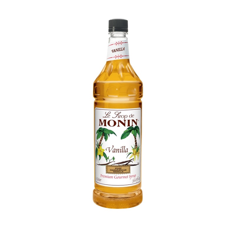 Monin Vanilla Syrup 1L – Ideal for Coffee, Shakes, Cocktails – Gluten-Free, Non-GMO