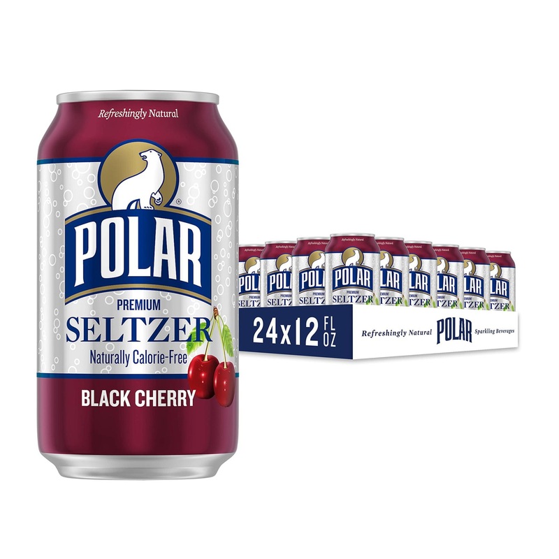 Polar Seltzer Water Black Cherry 12 fl oz Cans – 24 Pack – Refreshing Sparkling Beverage
