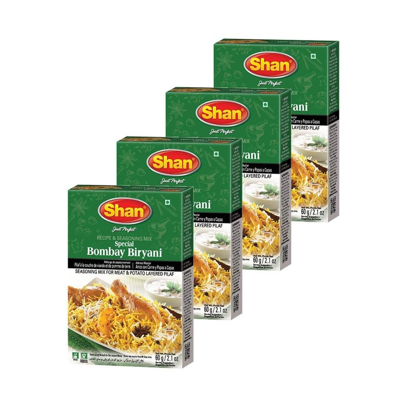 Shan Bombay Biryani Recipe & Seasoning Mix 2.11 oz – Pack of 4 | Vegetarian Spice Powder for Meat & Potato Pilaf