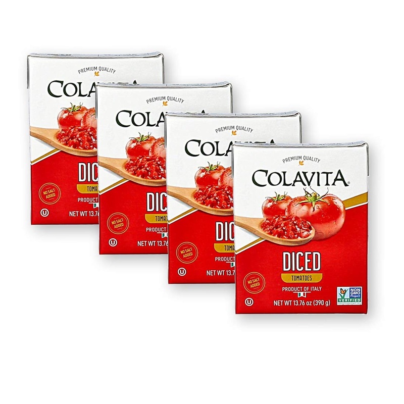Colavita Diced Tomatoes 13.76 oz (Pack of 4) – Premium Italian Imported Eco-Friendly Tetra Cart, Non-GMO for Sauce Making