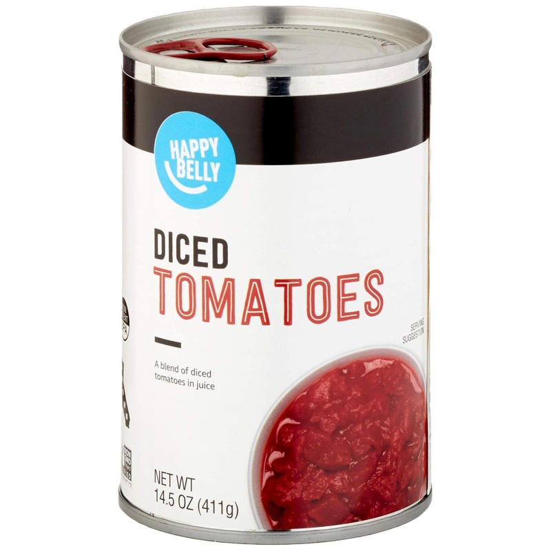 Happy Belly Diced Tomatoes in Tomato Juice 14.5oz – Premium Quality | Amazon Brand