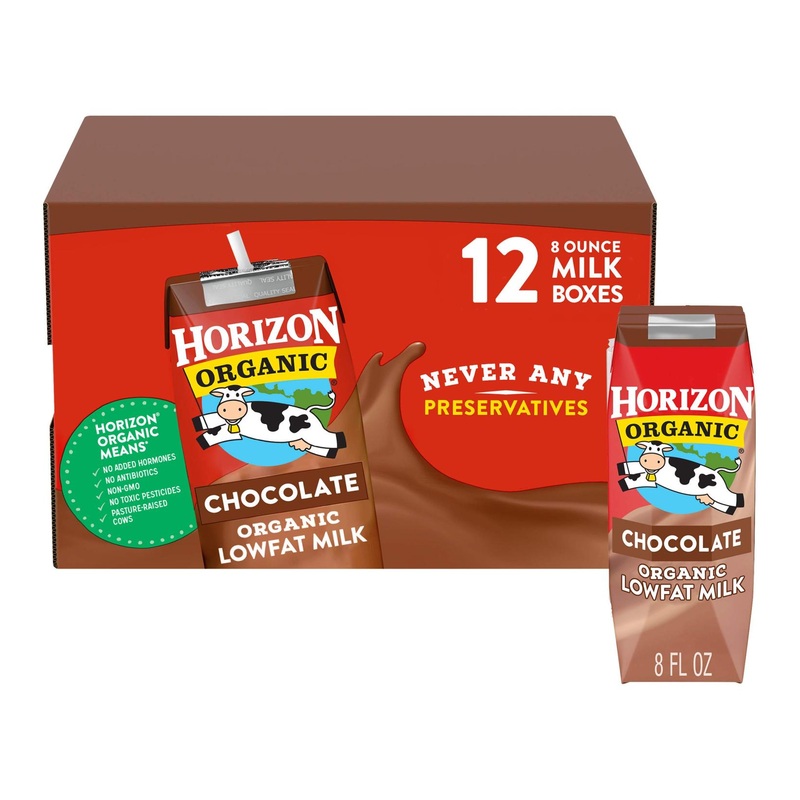 Horizon Organic Chocolate Milk Boxes 1% Low Fat 8 oz – 12 Pack | Shelf-Stable