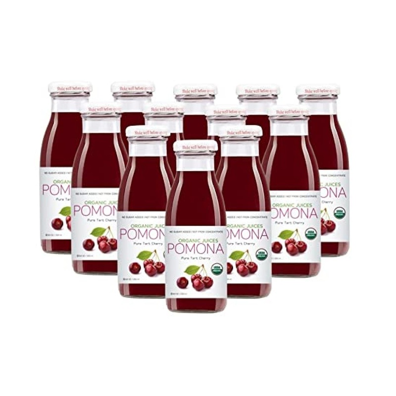 Pomona Organic Tart Cherry Juice – Cold Pressed, Non-GMO, No Sugar Added – 8.4 Fl Oz (Pack of 12)